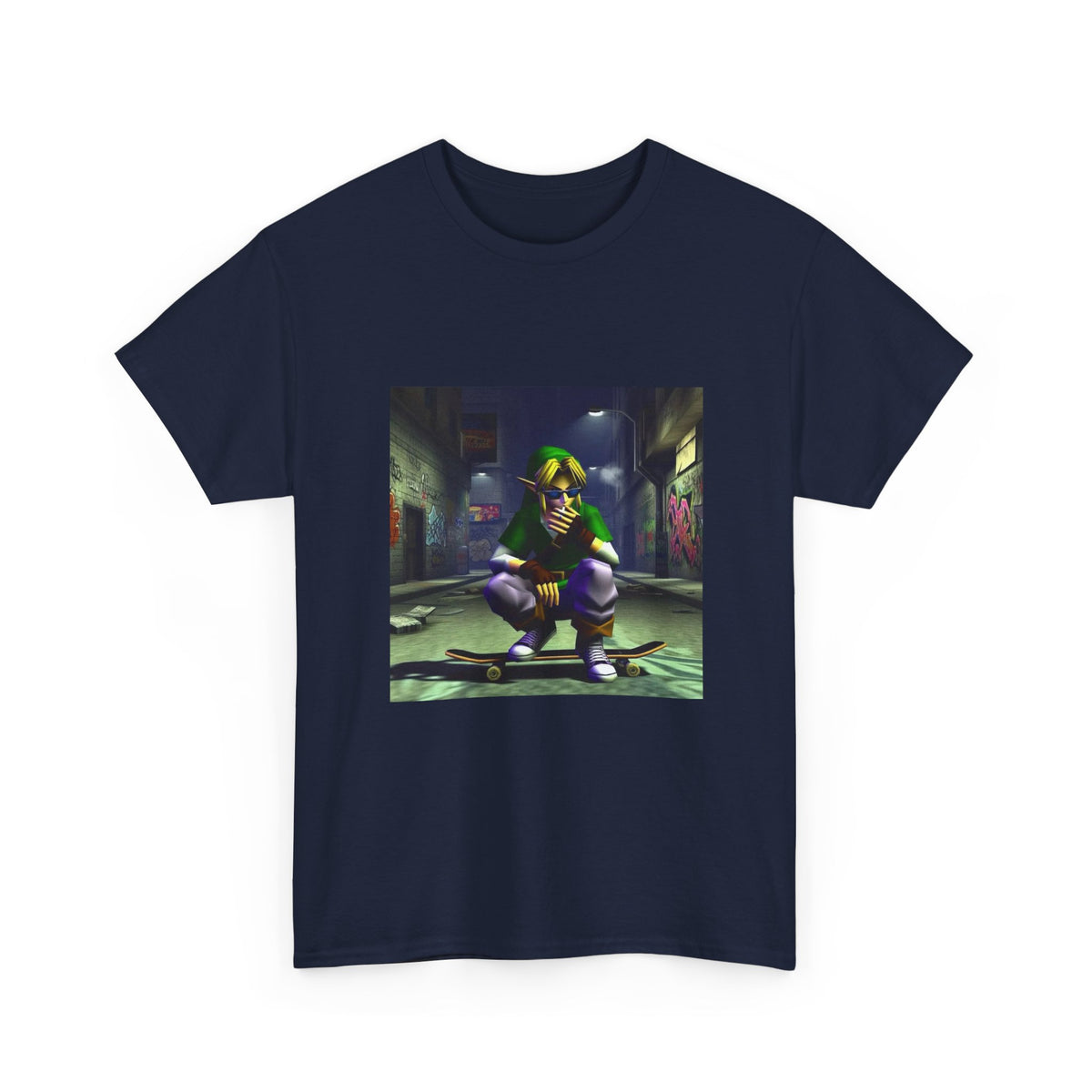 Edgy Link Smoking On Skateboard