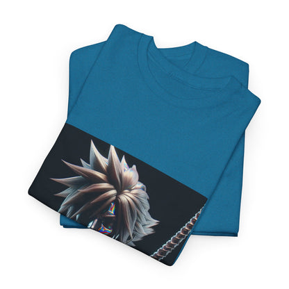 Chrome Spiky-Haired Warrior Reflecting Rainbows Tee