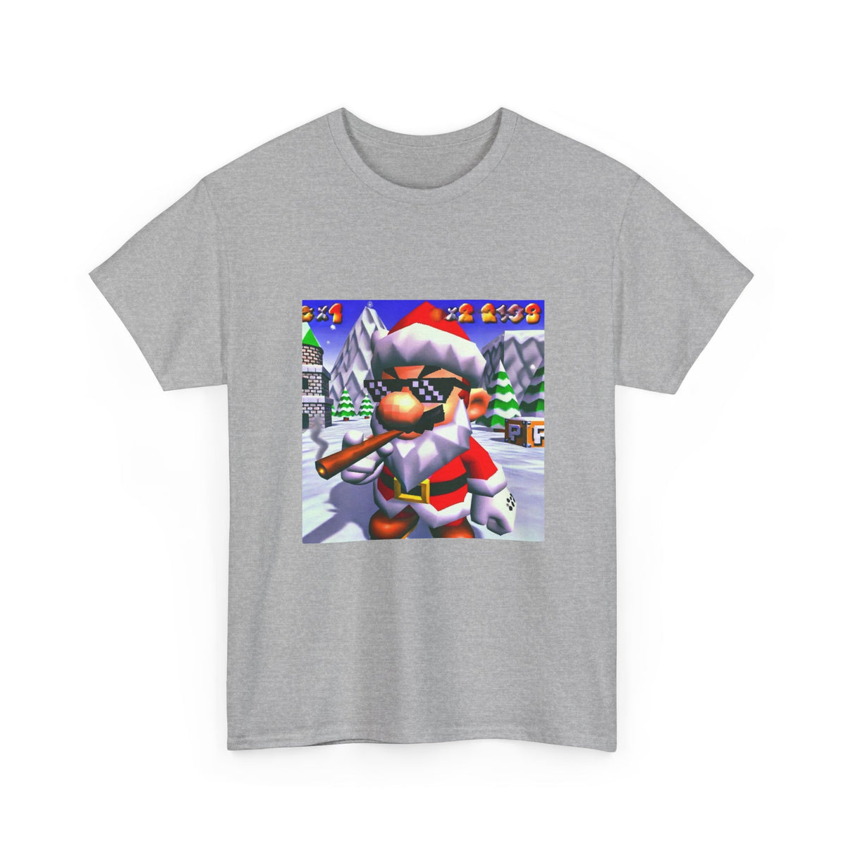 Deal With It Santa Mario Smoking Blunt Tee