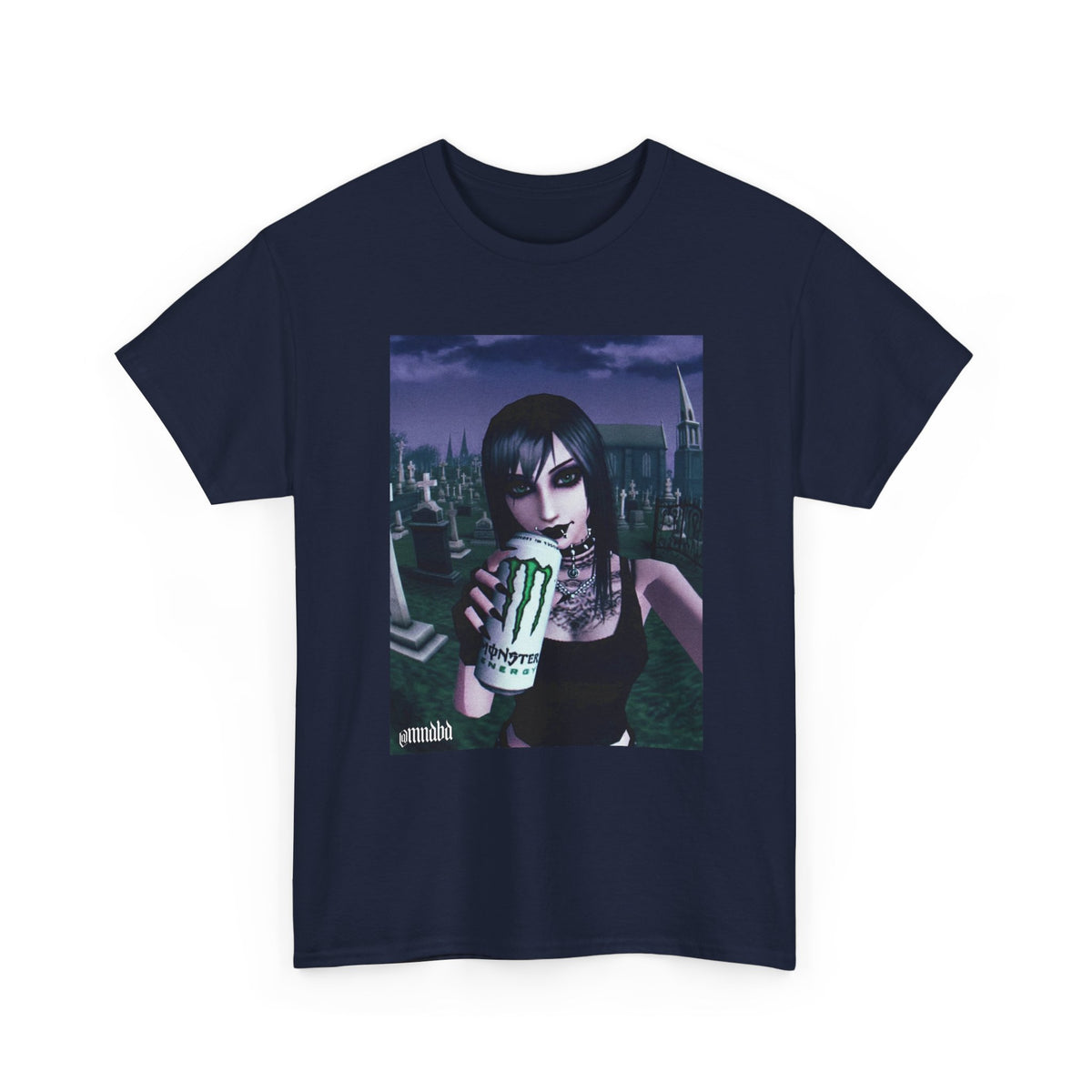 Gothic Girl With Monster Energy In Cemetery