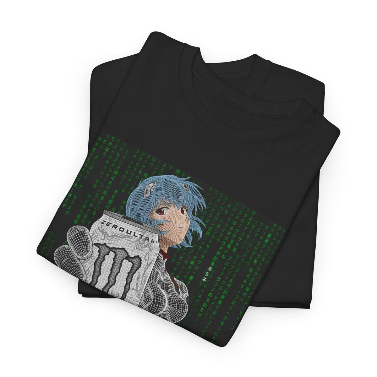 Rei Ayanami Holding Monster Energy Wireframe Tee