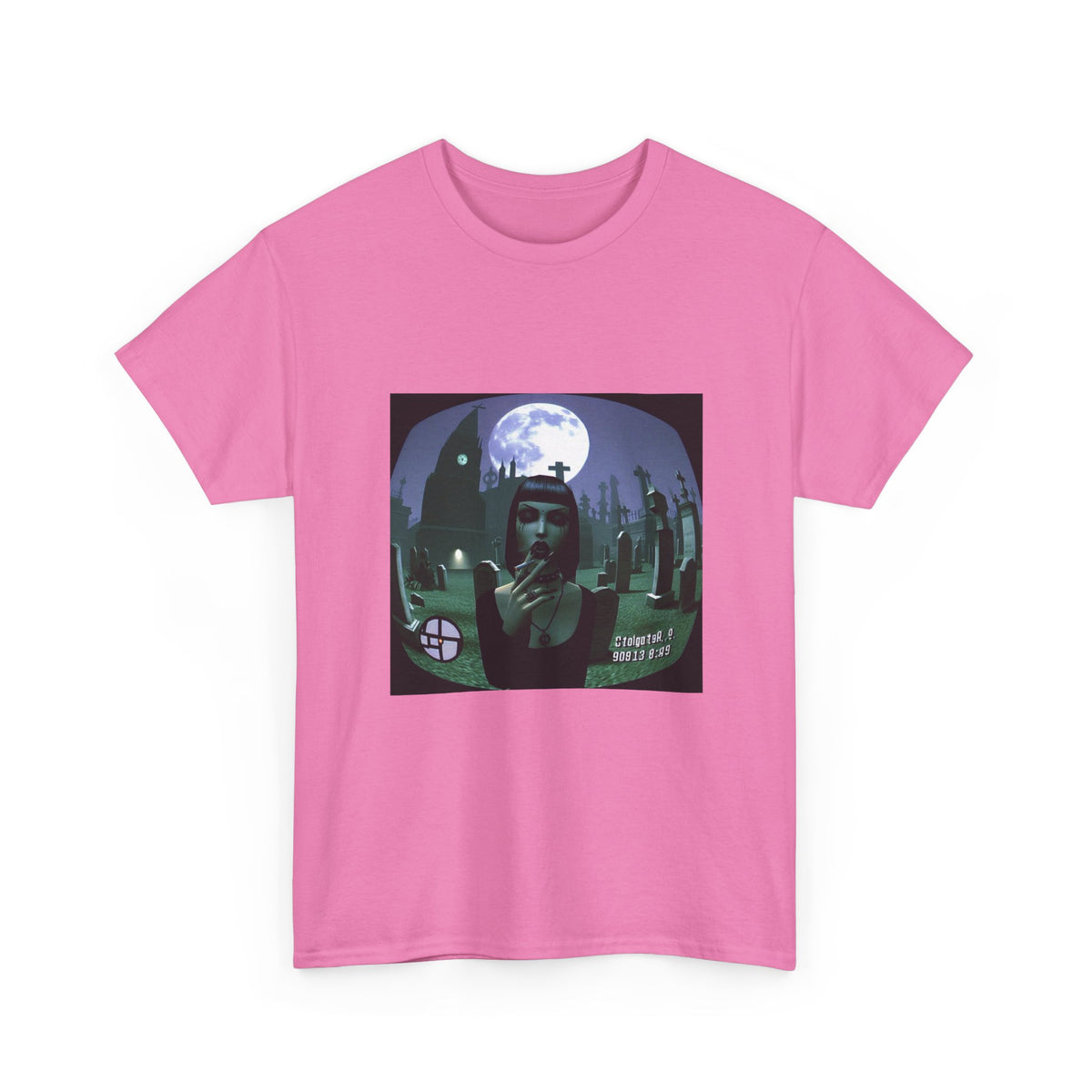 Goth Sim Smoking In Cemetery Moonlight Tee