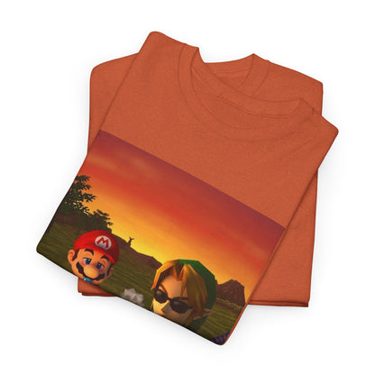 Mario and Link Chilling by Campfire