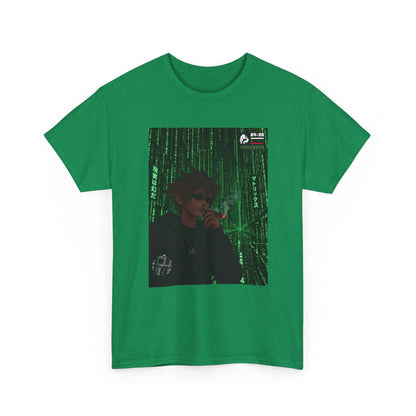 Anime Character Smoking Cigar In Matrix Tee