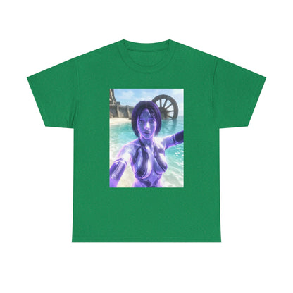 Holographic AI Taking Beach Selfie Tee