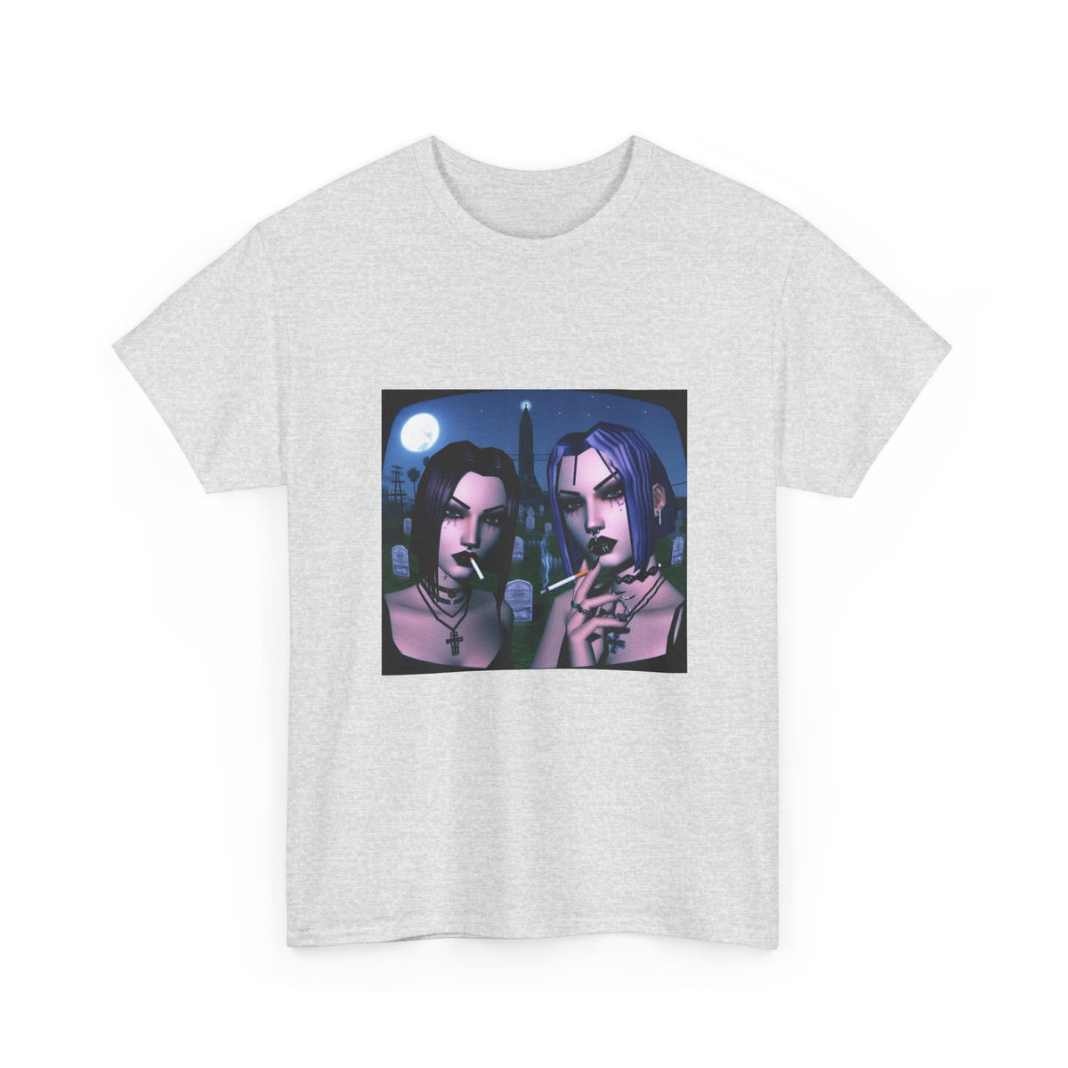 Gothic Gals Smoking In Cemetery Tee