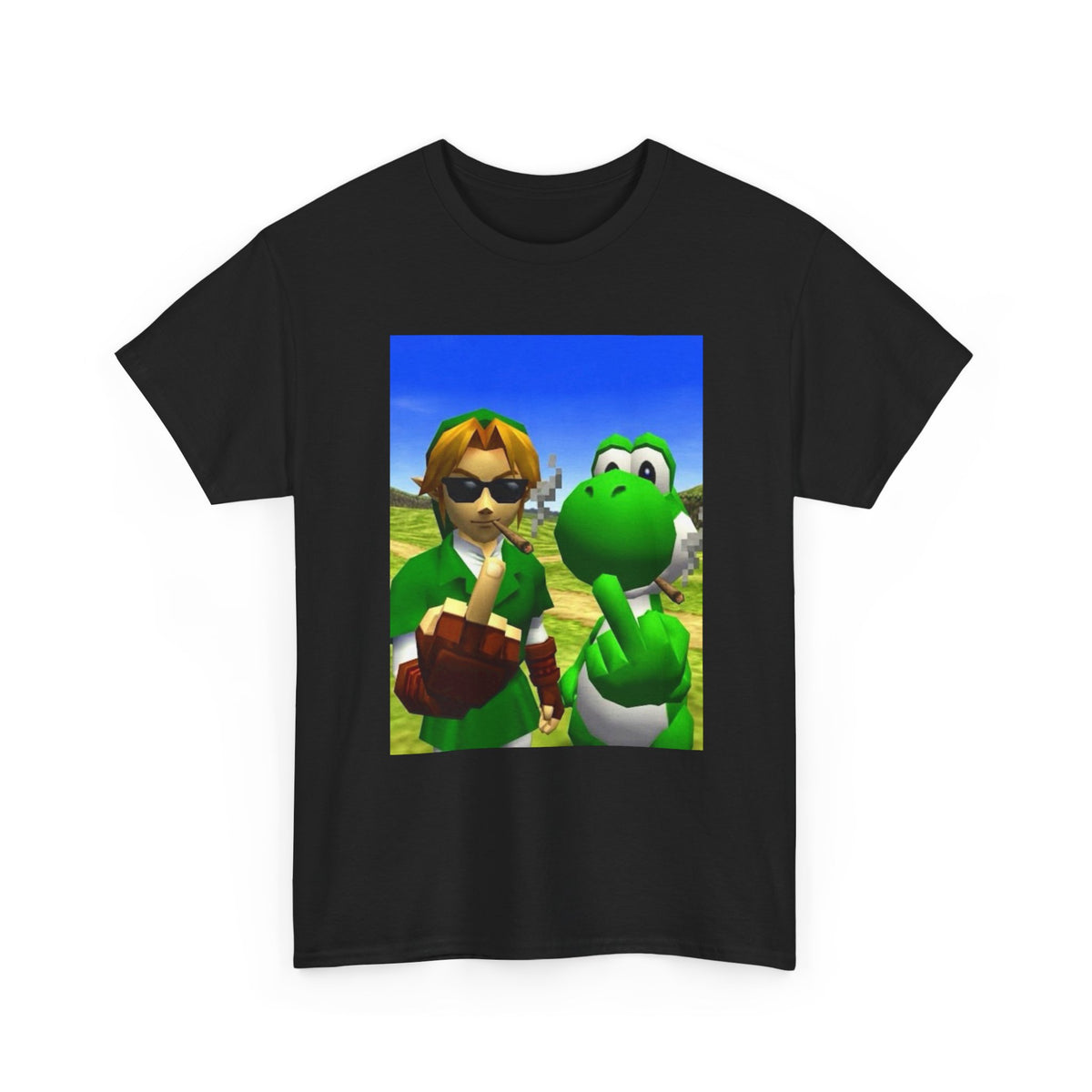 Link And Yoshi Flipping Off The World