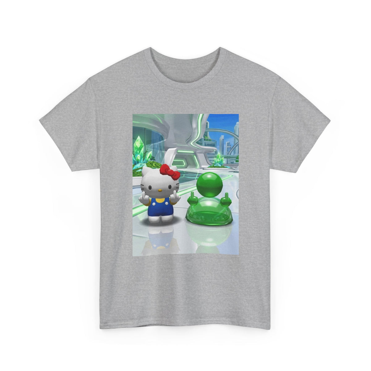 Hello Kitty And Green Blob Flipping The Bird
