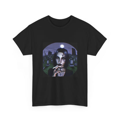 Goth Queen Smoking In Cemetery Moonlight Tee