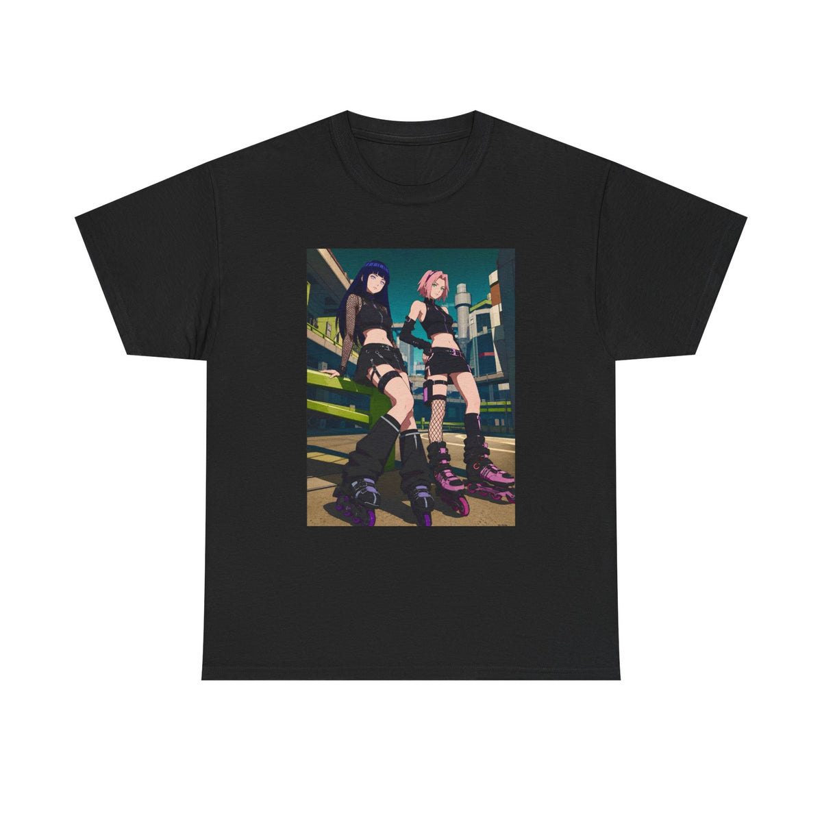 Anime Rollerblade Duo On City Street Tee