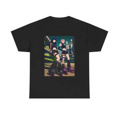 Anime Rollerblade Duo On City Street Tee