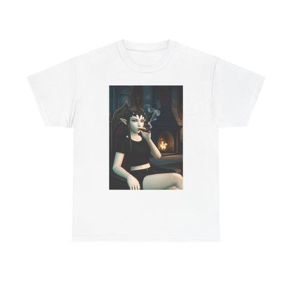 Dark Elf Queen Smoking Cigar By Fireplace Tee