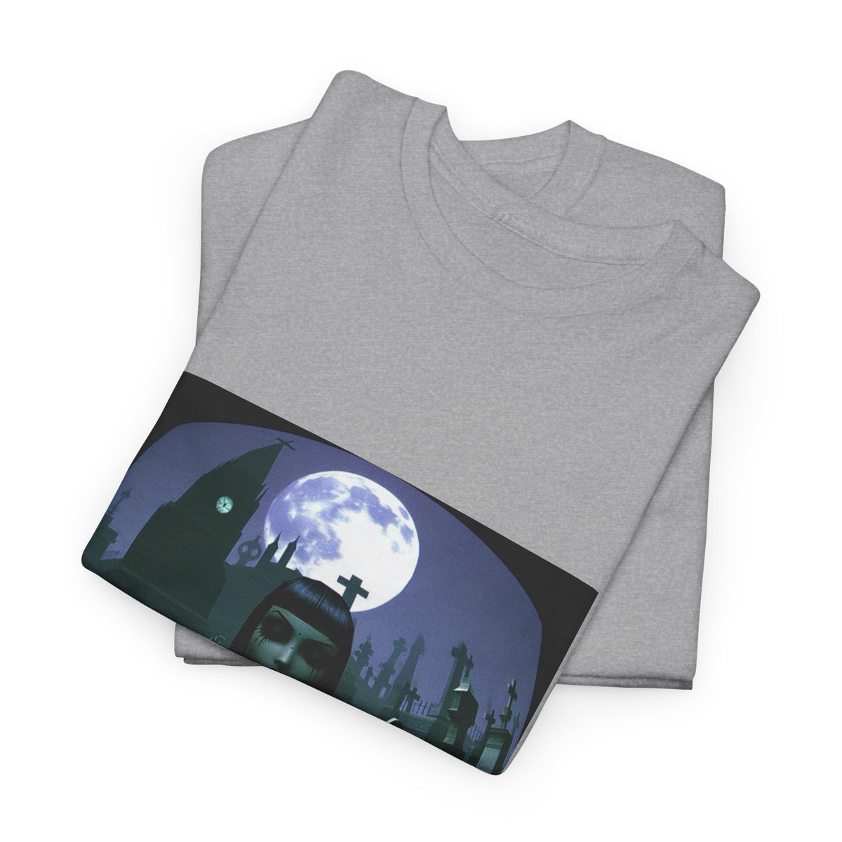 Goth Sim Smoking In Cemetery Moonlight Tee