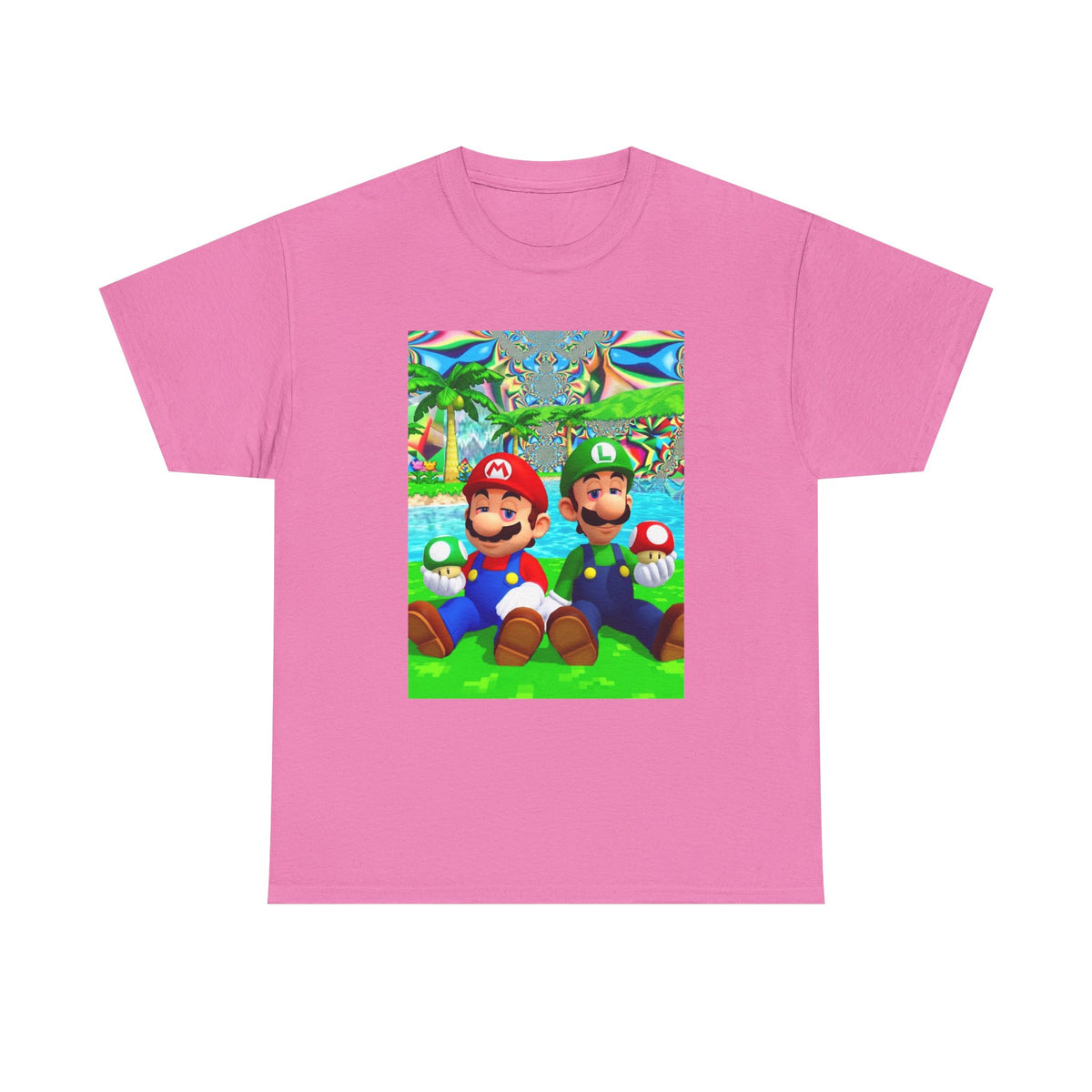 Mellow Mario And Luigi With Mushrooms Tee