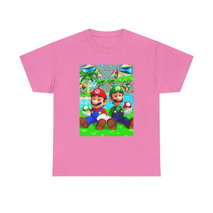 Mellow Mario And Luigi With Mushrooms Tee
