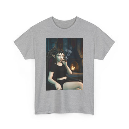 Dark Elf Queen Smoking Cigar By Fireplace Tee