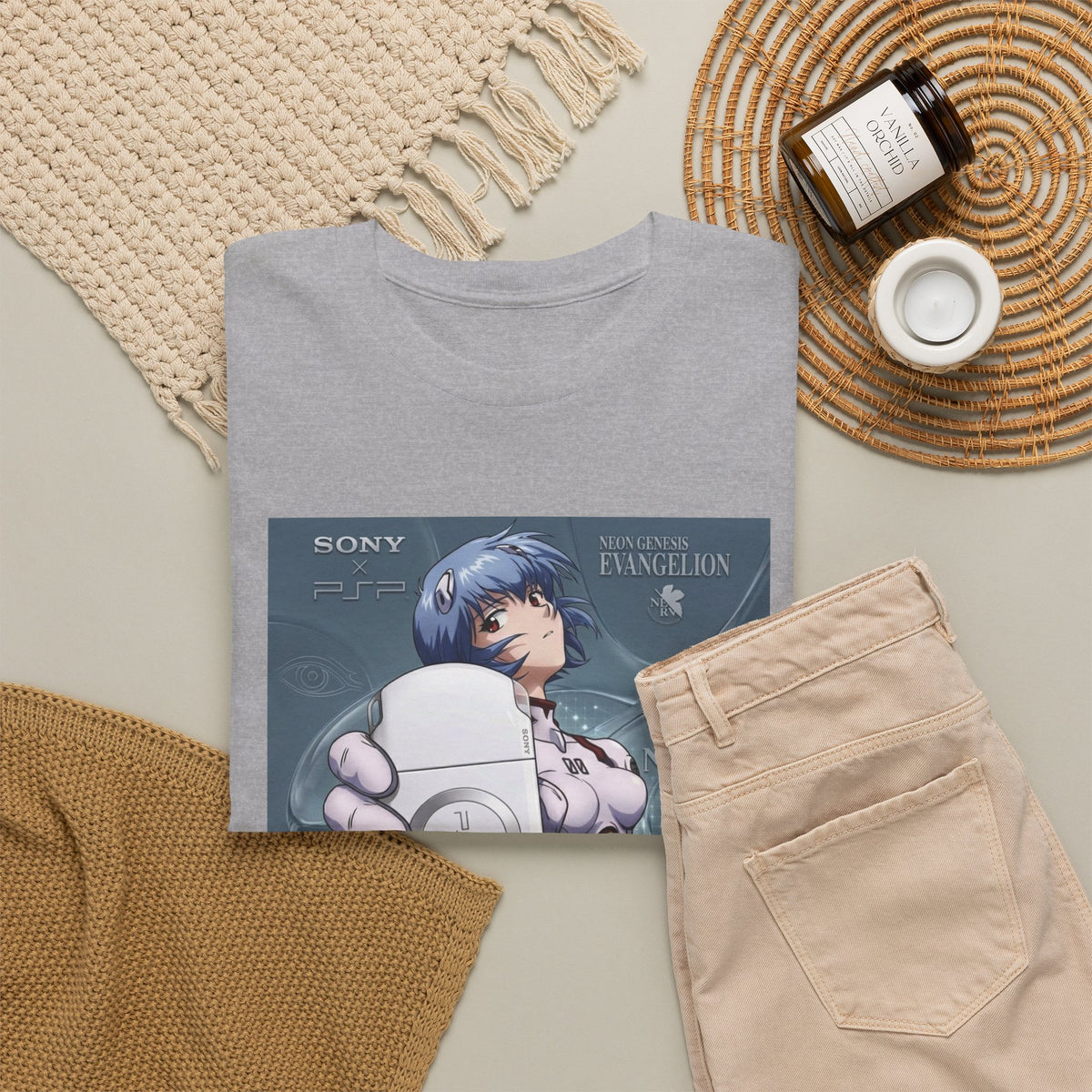 Rei Ayanami Holds PSP Collaboration Tee