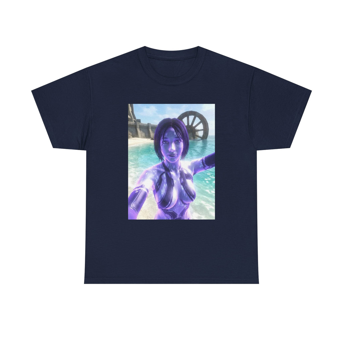 Holographic AI Taking Beach Selfie Tee