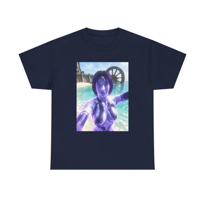 Holographic AI Taking Beach Selfie Tee