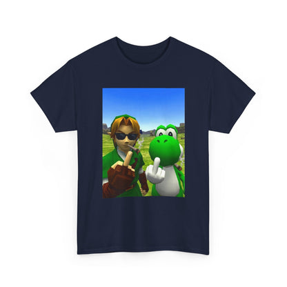 Link And Yoshi Smoking Giving The Finger