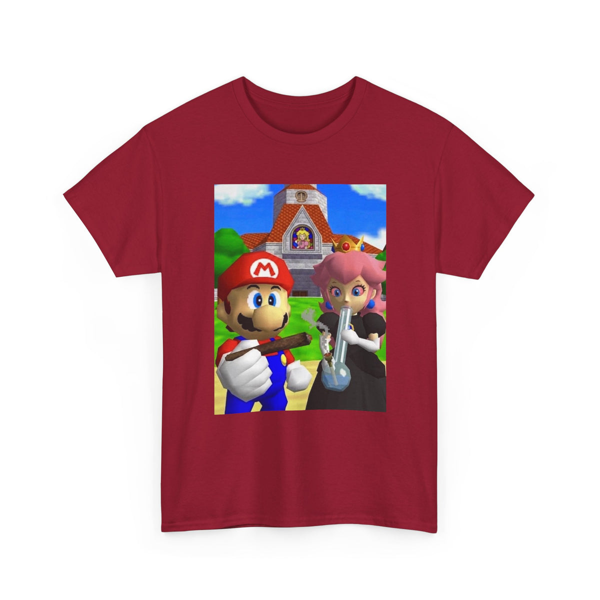 Mario and Peach Puffing Outside Castle