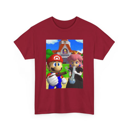 Mario and Peach Puffing Outside Castle