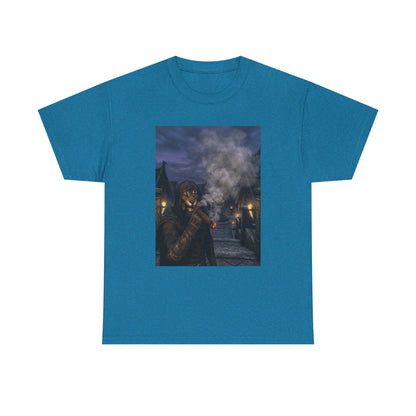 Khajiit Smokes Cigar In Medieval Alley Tee