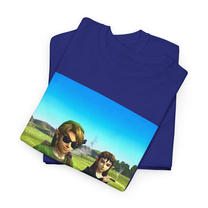 Link and Zelda Smoking Cigars In A Field