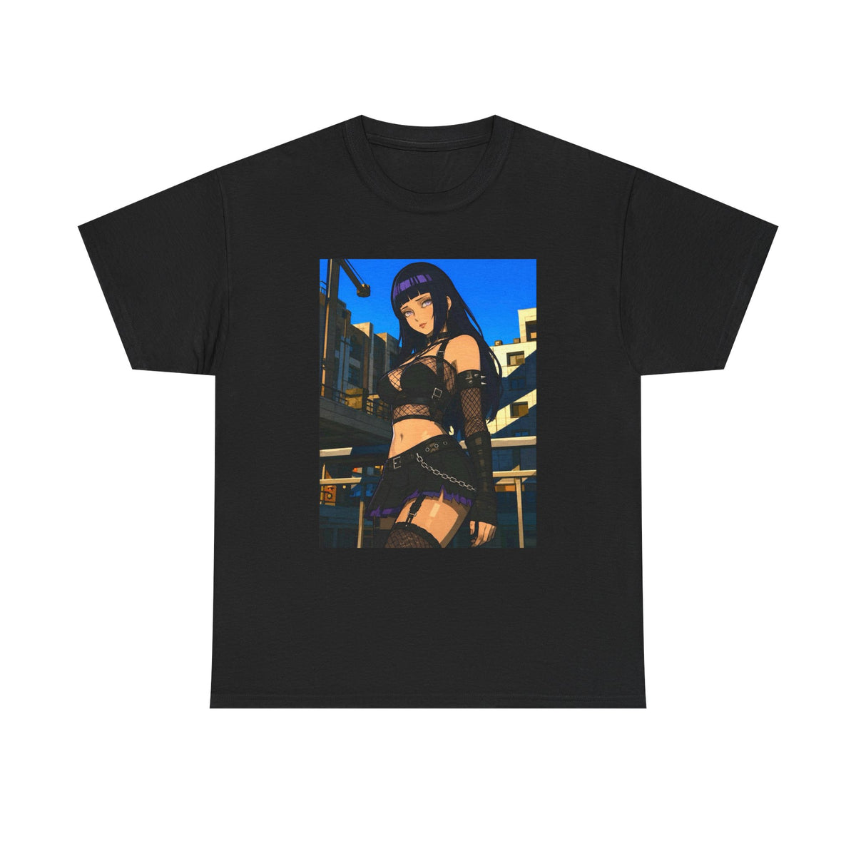 Gothic Anime Girl Staring Cityscape Tee