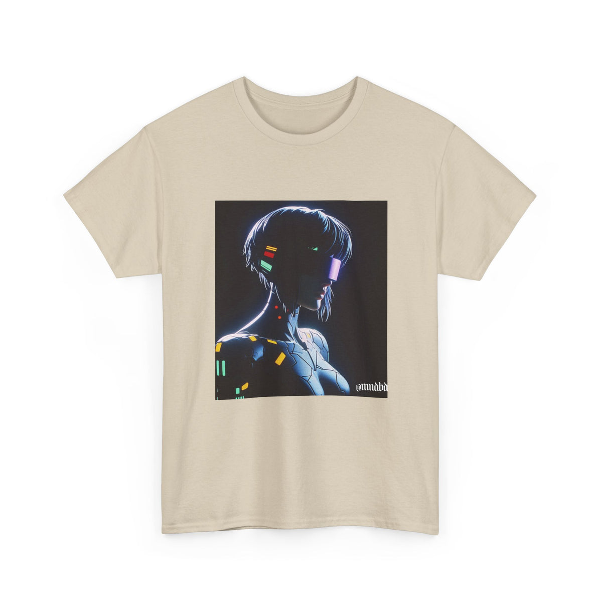 Cybernetic Enigmatic Figure Glowing In Darkness