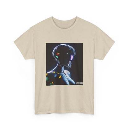 Cybernetic Enigmatic Figure Glowing In Darkness