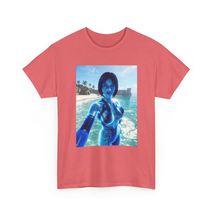 Holographic AI On Tropical Beach Tee
