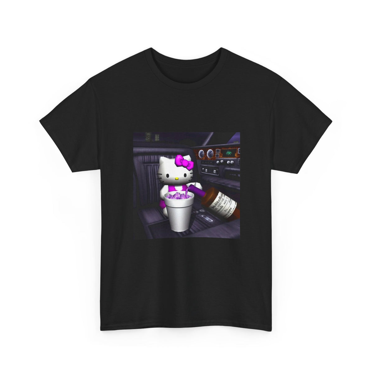 Kitty Pouring Purple Drank In Car Tee