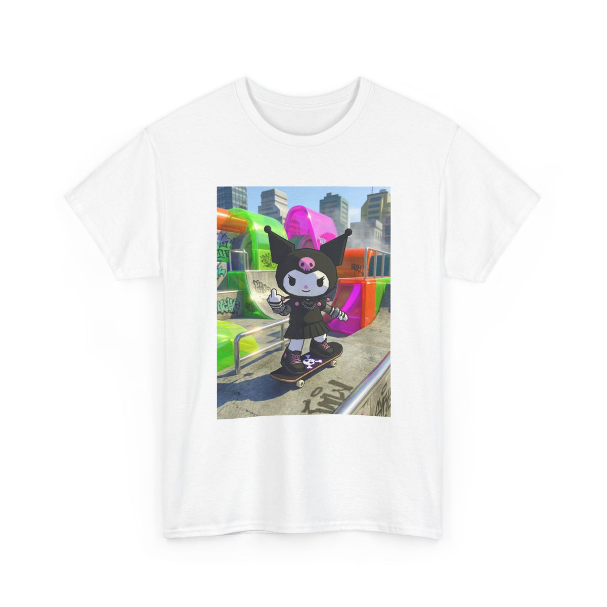 Skater Kuromi Giving The Finger Tee