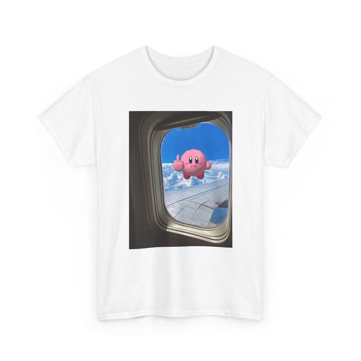 Kirby Flipping Off Airplane Window Tee