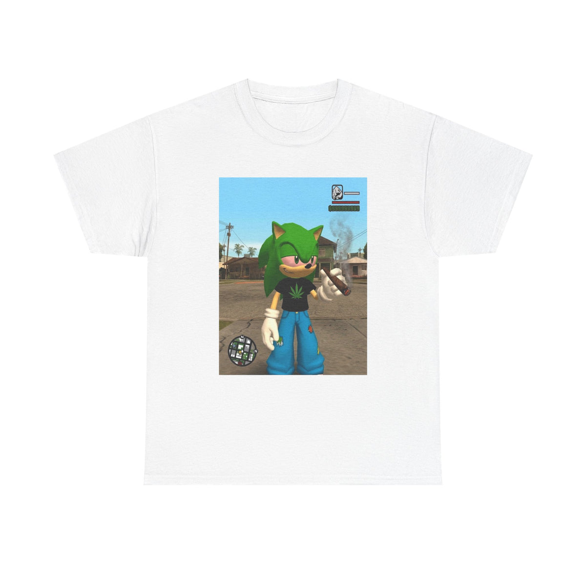 Green Hedgehog Smoking Blunt In San Andreas Tee