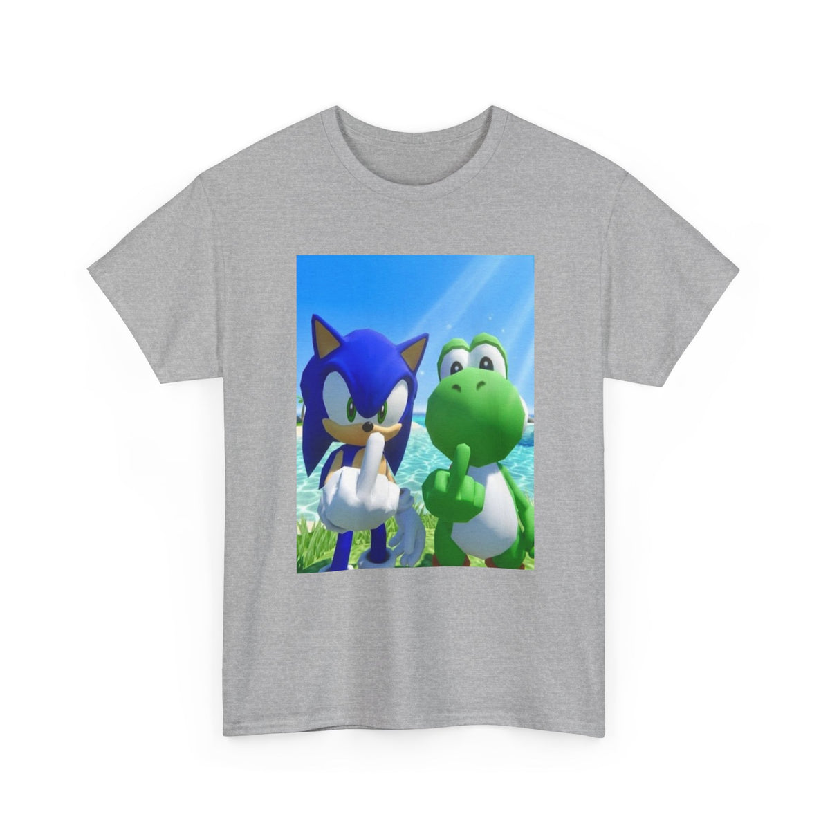Sonic And Yoshi Flipping Off On The Beach