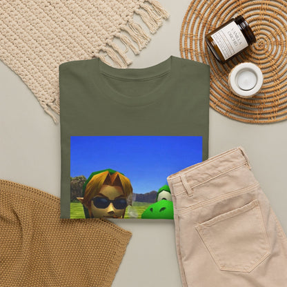 Link And Yoshi Smoking With Attitude Tee