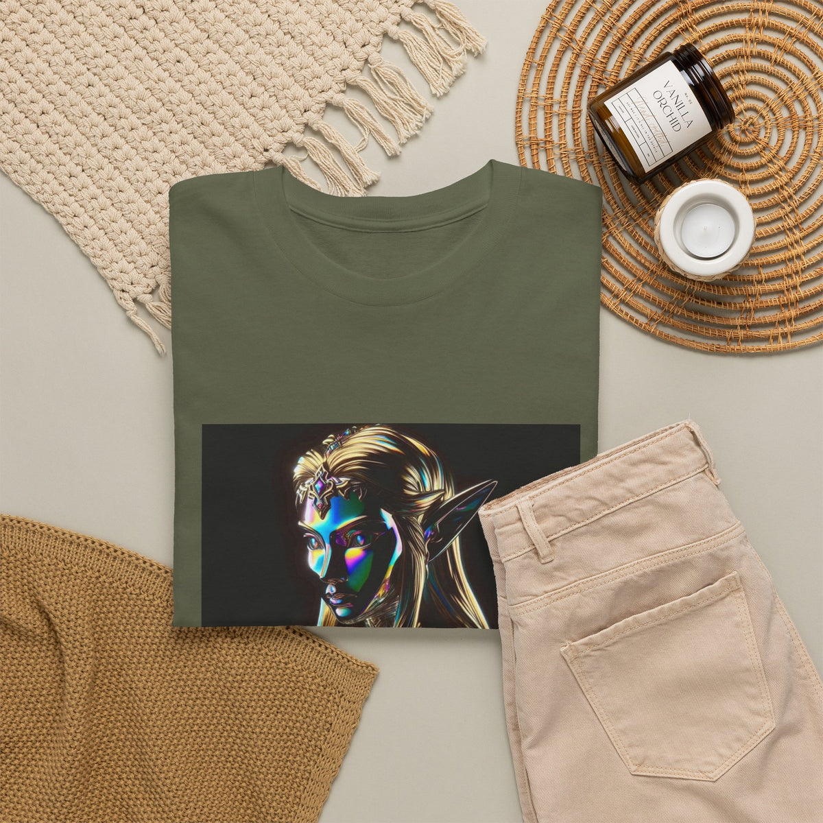 Iridescent Elven Warrior Princess Chrome Tee