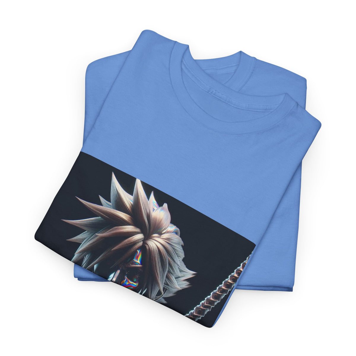 Chrome Spiky-Haired Warrior Reflecting Rainbows Tee