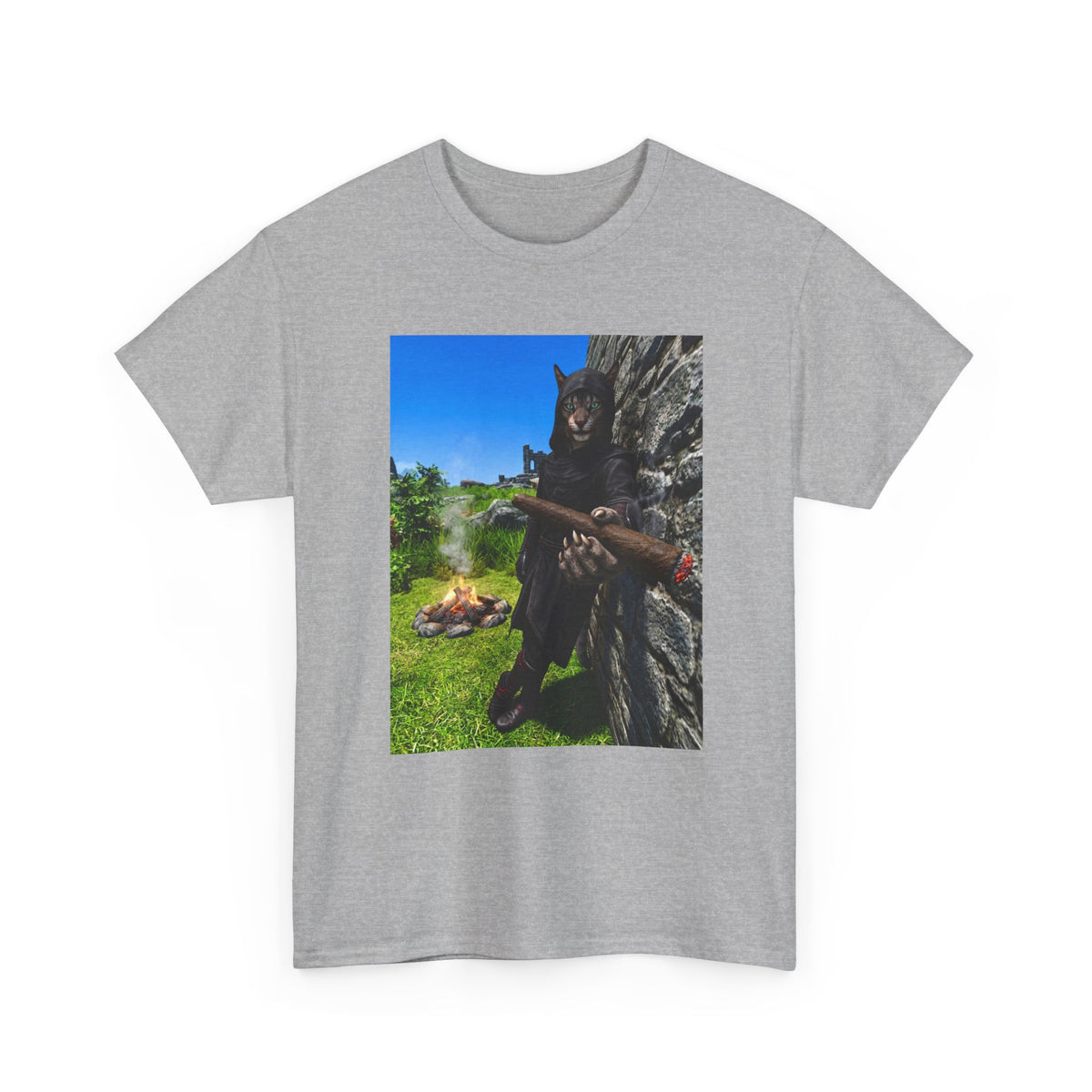 Hooded Khajiit Smoking Blunts By Fire Tee