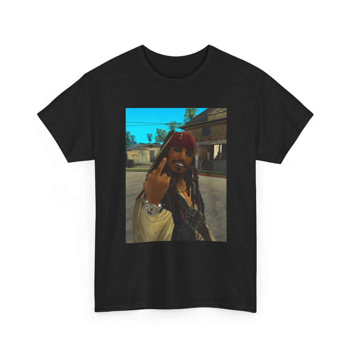 Gangster Jack Sparrow Flipping The Bird Tee