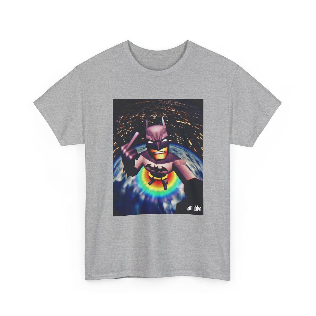 Pixel Batman Soaring Above Earth Tee