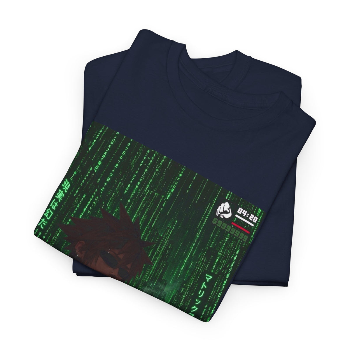 Anime Character Smoking Cigar In Matrix Tee