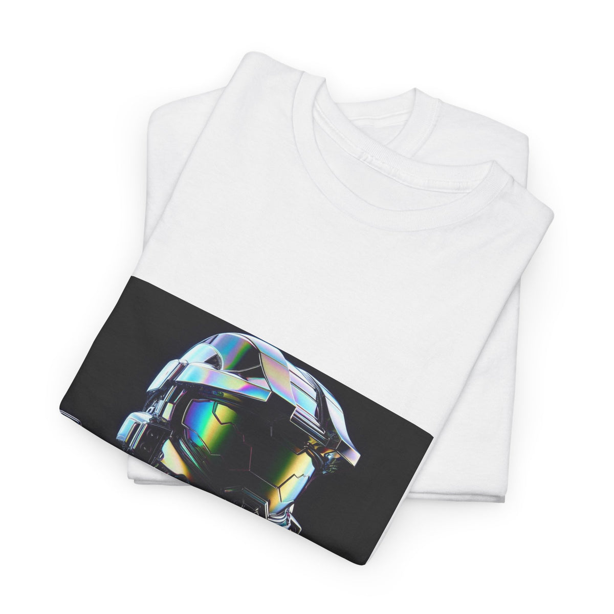 Holographic Cybernetic Sentinel Chrome Helmet Tee