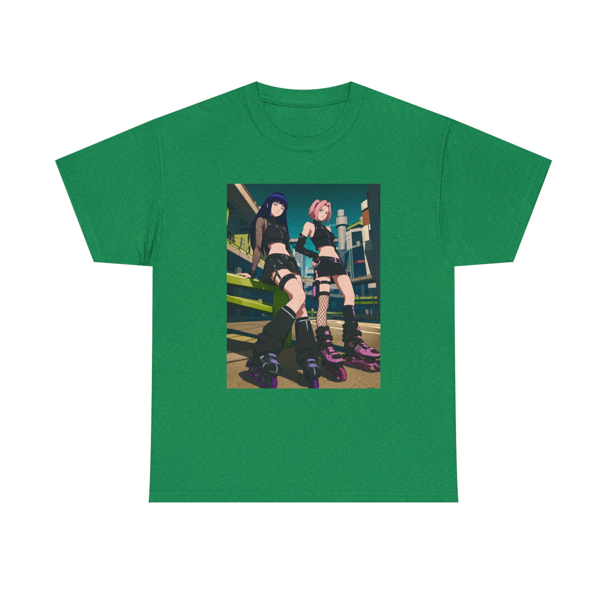 Anime Rollerblade Duo On City Street Tee