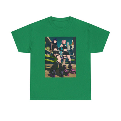 Anime Rollerblade Duo On City Street Tee