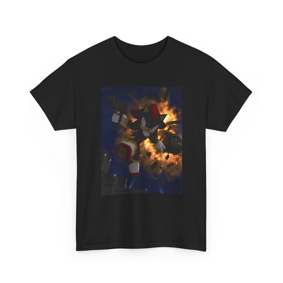 Shadow The Hedgehog With Uzi Amidst Explosion Tee