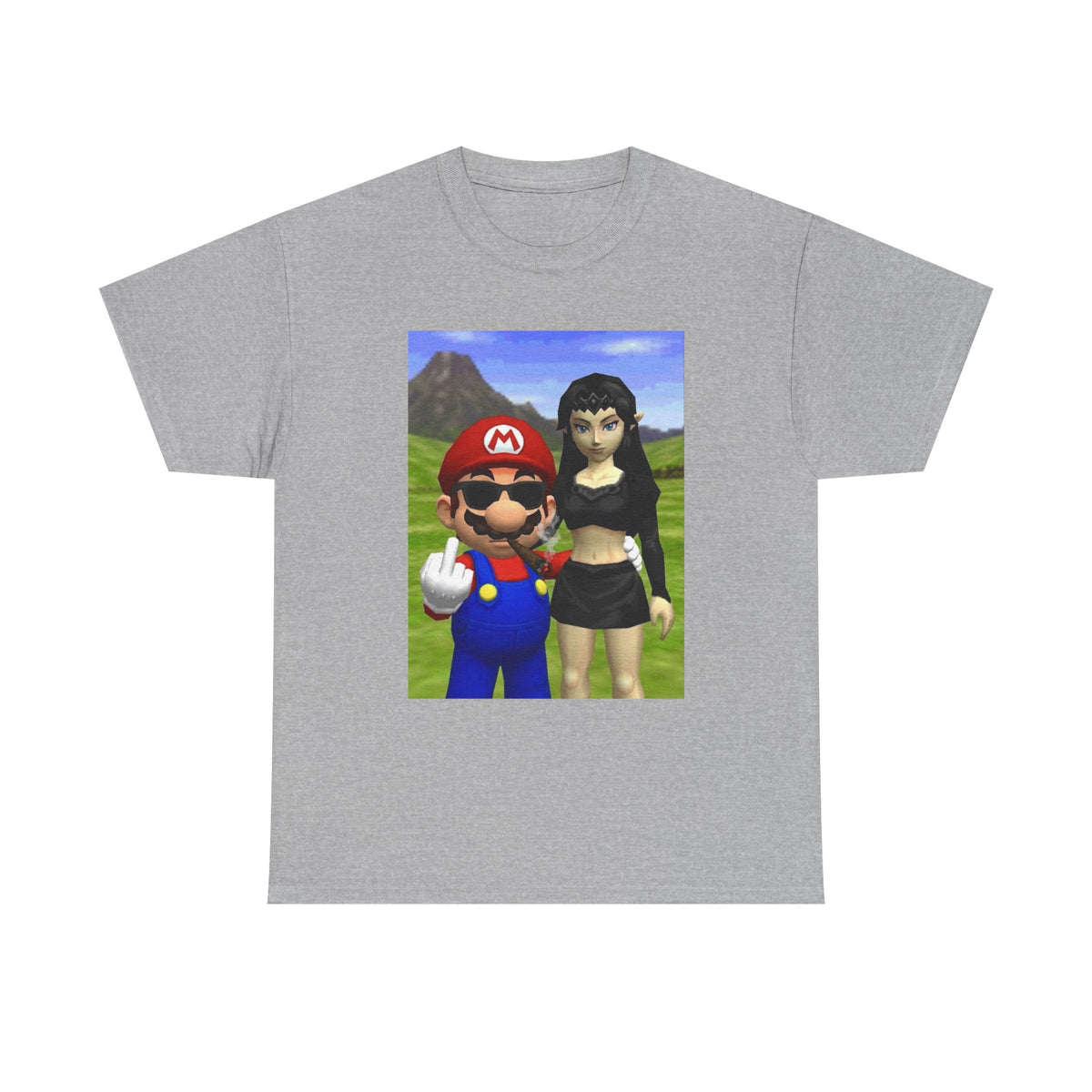 Edgy Mario & Malon Flipping Off Tee