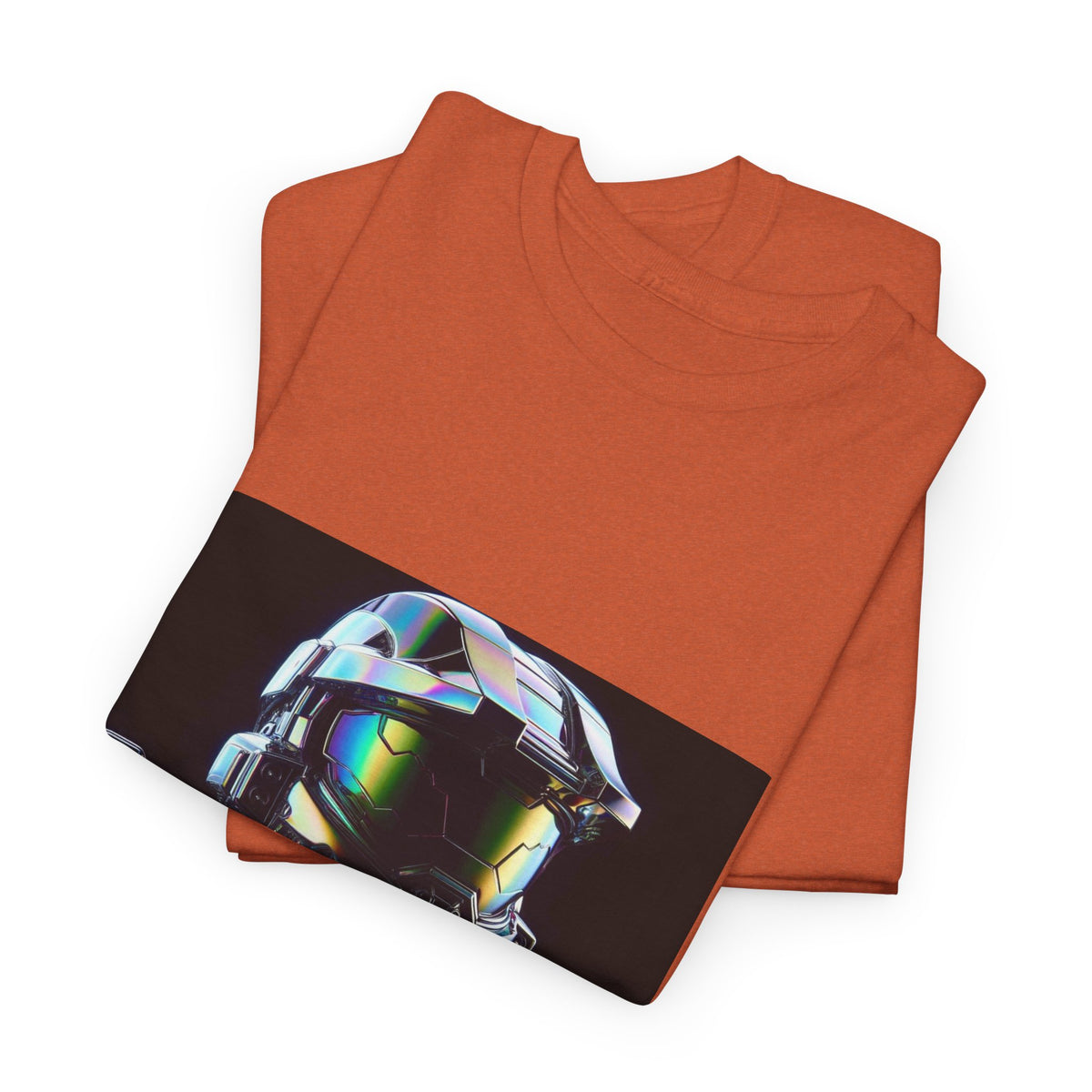 Holographic Cybernetic Sentinel Chrome Helmet Tee